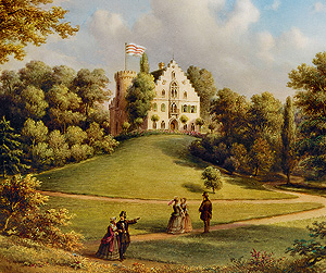 Bild: Ansicht der Rosenau, Porzellanplattengemälde, um 1850